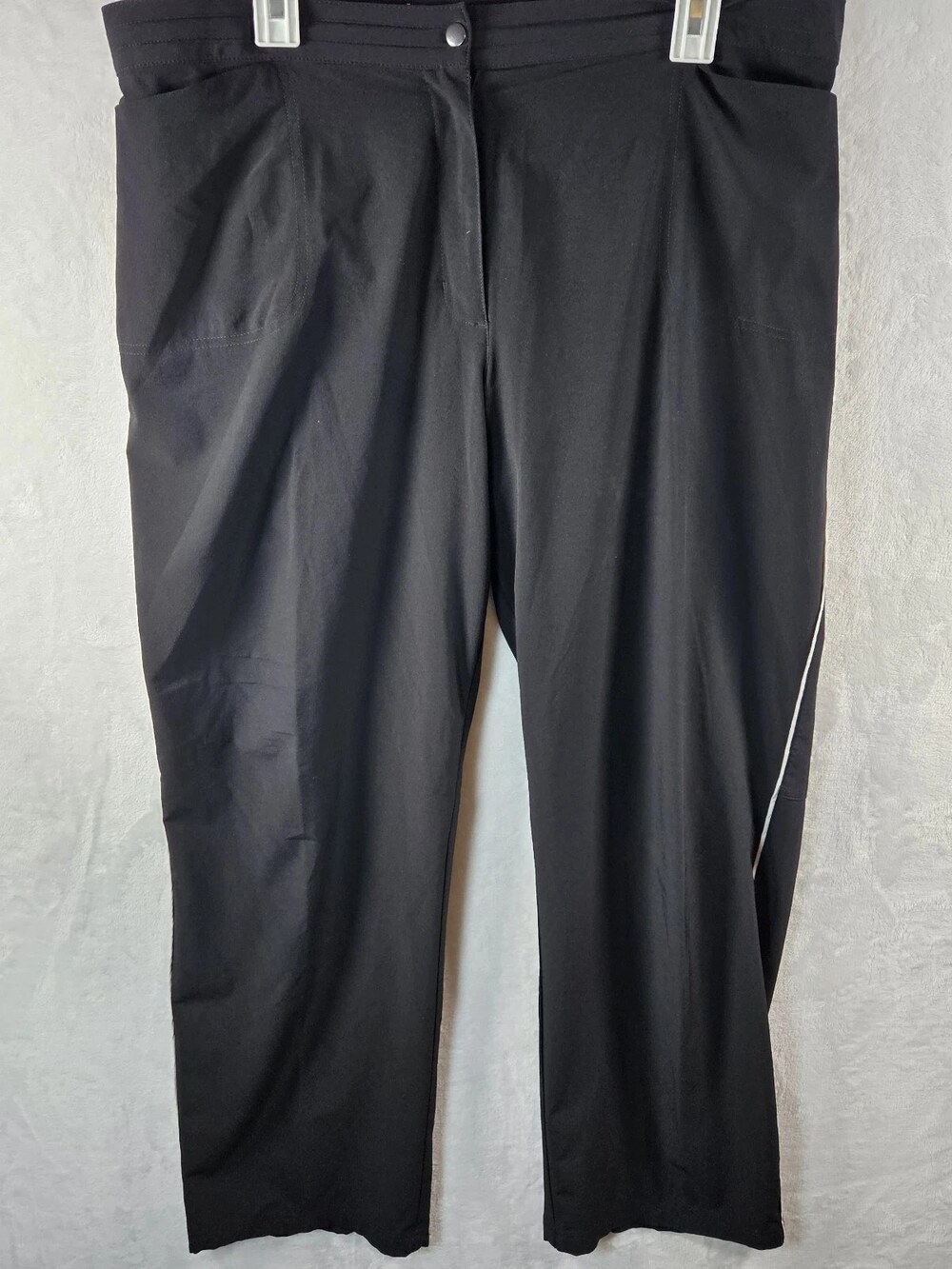 Zenergy by Chico's Wide Leg Pants Black Side Stripe Women's Size 16 Sporty